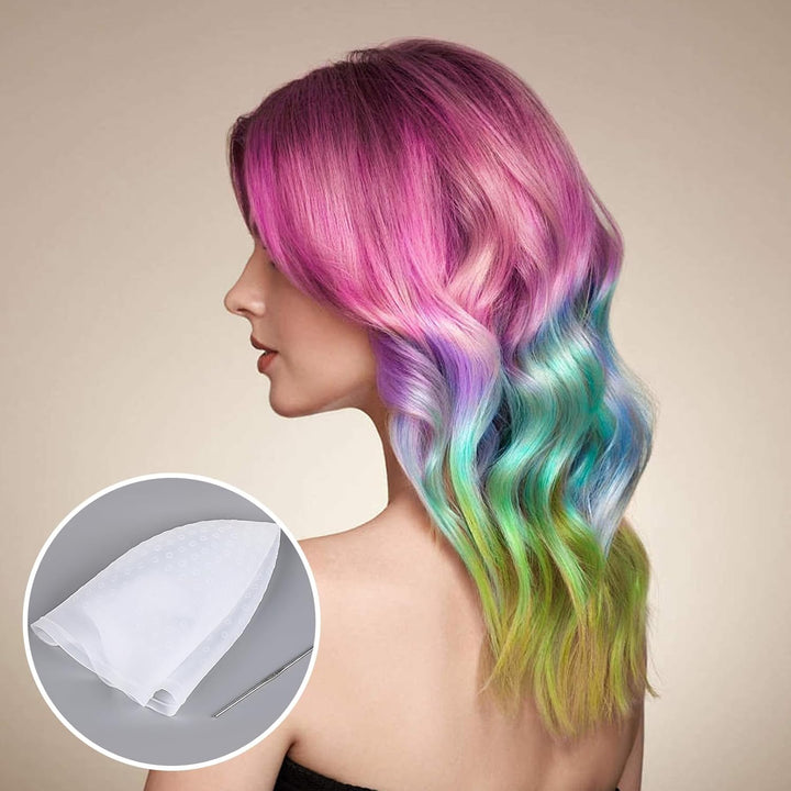 Highlighting Cap,Silicone Highlight Cap,Hair Highlighting Cap with Coloring Hair Hook,Easy to Clean and Reusable,Suitable for Men and Women,For Professional Hair Dyeing,Highlighting,Hairdressing.