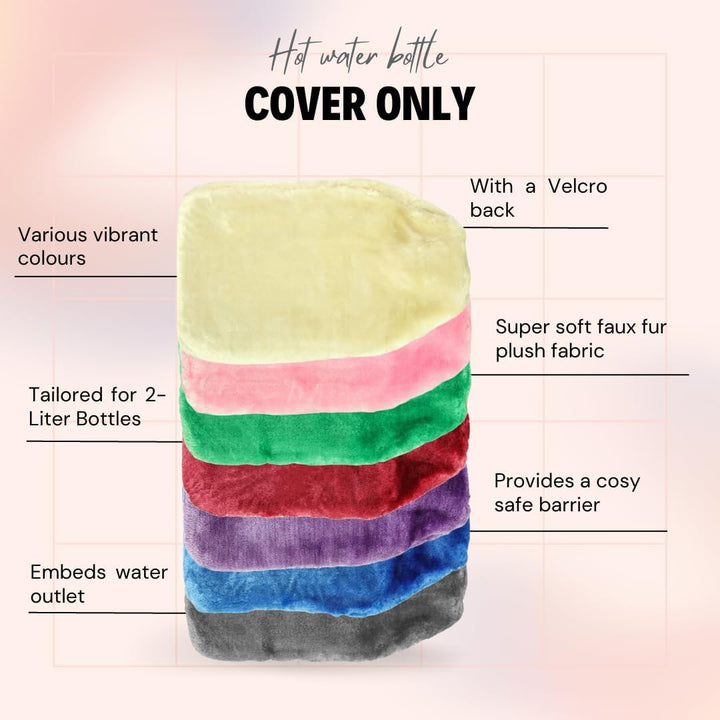 Soft Cosy Faux Fur Fabric Hot Water Bottle Cover Only - for 2L (Baby Pink) (Cover ONLY)