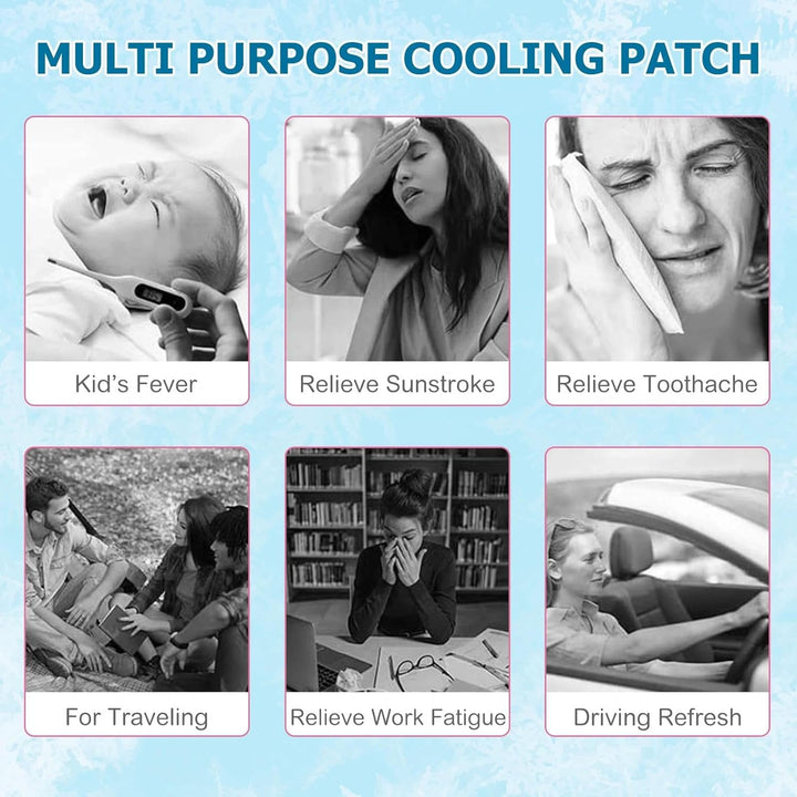 Cooling Pad Cooling Gel Fever Patches for Kids & Adults - Soothing Forehead Strips to Reduce Temperature for Babies, Children, and Grown-Ups
