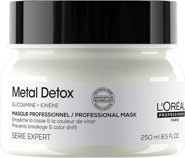L’Oréal Professionnel Metal Detox Hair Mask 250Ml, Prevent Breakage & Colour Fade from Hard Water, Moisturising Conditioner Treatment for Smooth, Shiny Hair, Prevent Damaged Hair