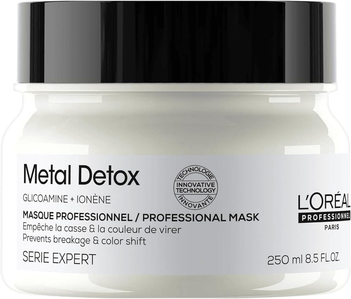 L’Oréal Professionnel Metal Detox Hair Mask 250Ml, Prevent Breakage & Colour Fade from Hard Water, Moisturising Conditioner Treatment for Smooth, Shiny Hair, Prevent Damaged Hair