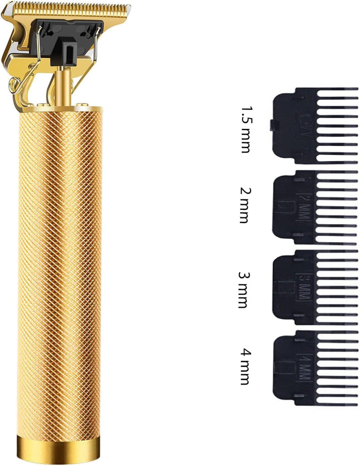 Professional T-Blade Hair Trimmer and Grooming Kit - Cordless, Rechargeable Electric Clippers for Men'S Beard and Hair Pro Barbers (Gold)