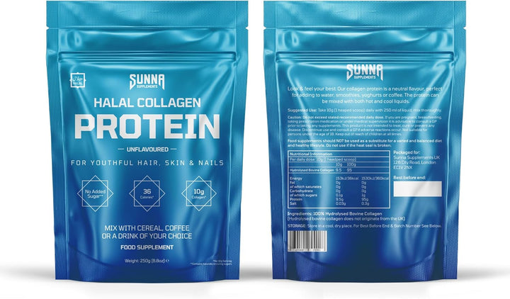 - Halal Bovine Collagen Protein Powder for Hair Skin Nails and Joints - Type (I, III) Hydrolysed Premium Bovine Collagen Peptides for Women and Men | Gluten Free | Unflavoured