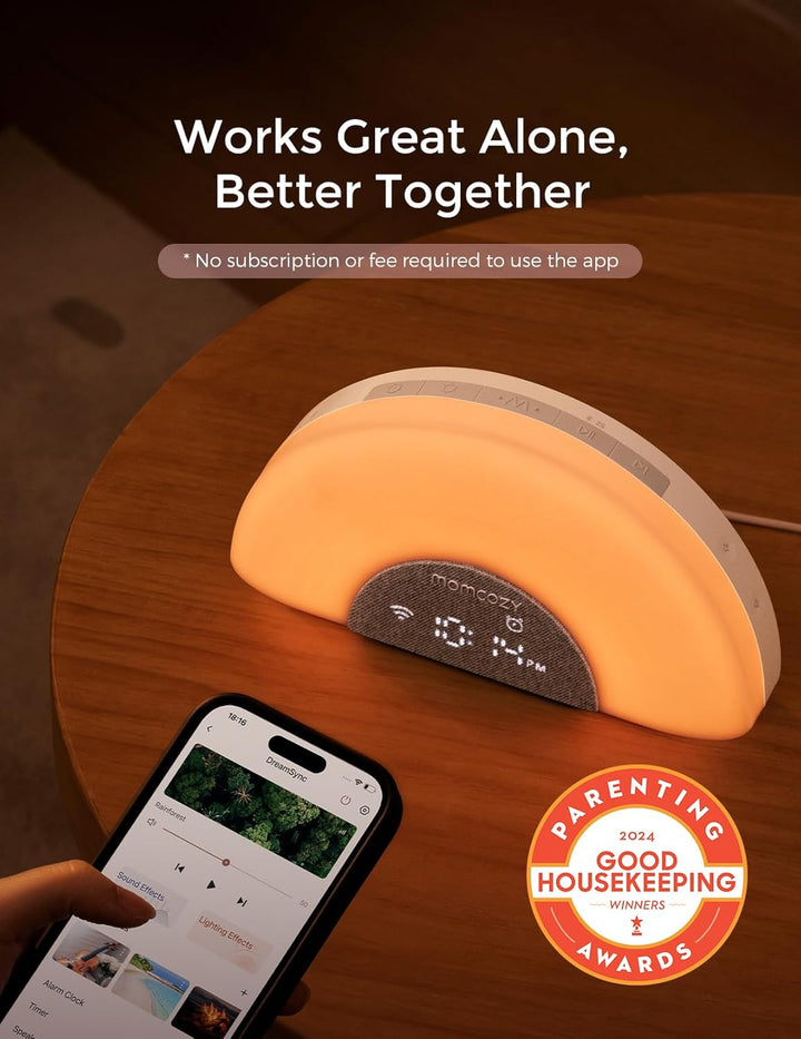 Dreamsync Tech™ Baby Sound Machine, Night Light, APP Control Baby Sleep Trainer, Routine Builder, White Noise Machine with 34 Soothing Sounds, Wake up Light Sunrise Alarm Clock,Speaker