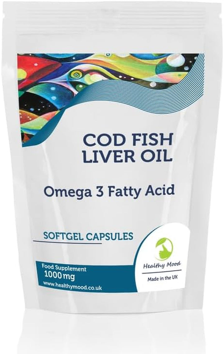 Cod Liver Oil 1000Mg High Strength Cod Capsules: Vitamin A, D3, Omega 3 EPA DHA Fish Oil - Uk-Made Health Vitamins & Supplements