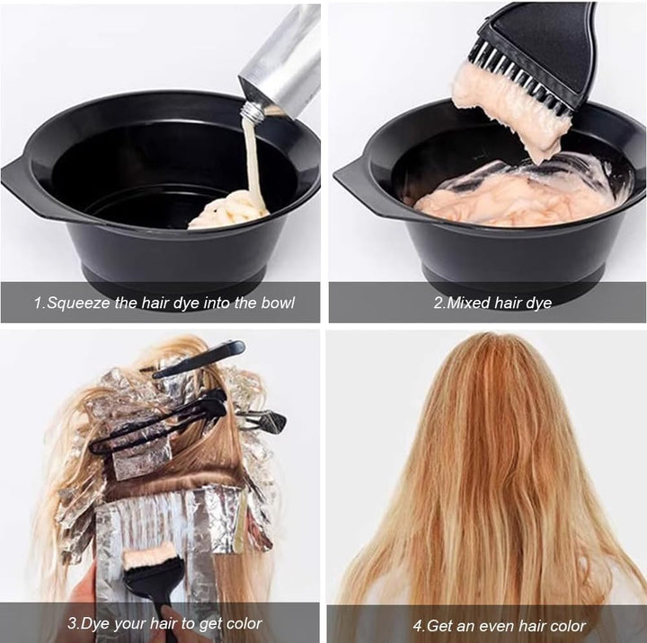 Hair Coloring Brush, 4 Pcs Hair Dye Brush, Hair Dye Brush Set, Hair Dyeing Comb Brush, Applicator Tools, for DIY Hair Coloring