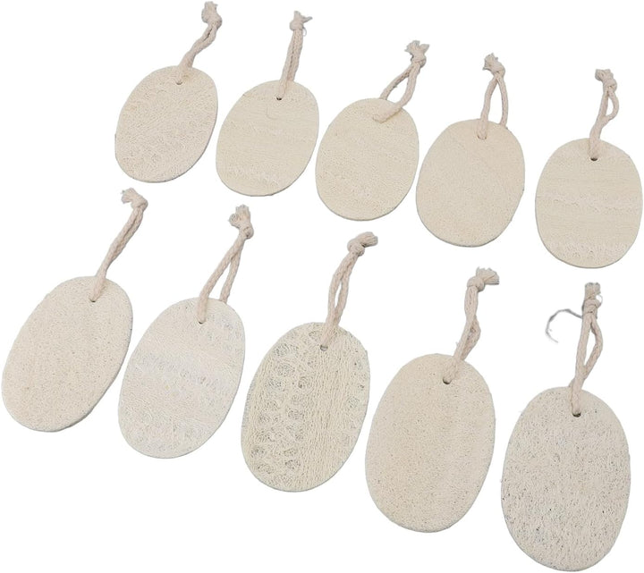 Loofah Dish Scrubber, 10Pcs 3.15X4.72In with Rope High Water Absorption Dishwashing Pad Body Scrubber for Kitchen, Made from Loofah Fibers
