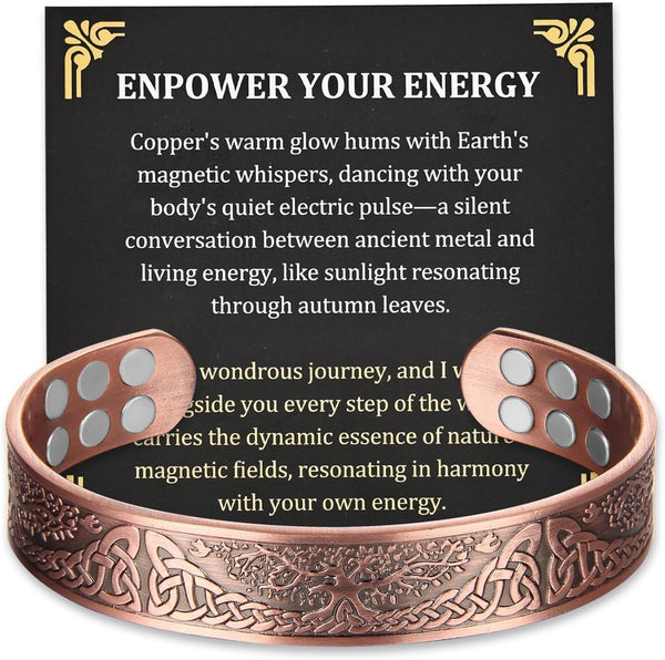 Copper Bracelet for Men, 18X Strength Magnetic Bracelet with 3800 Gauss Magnets, 99.99% Pure Solid Copper, Men'S Jewelry Gift