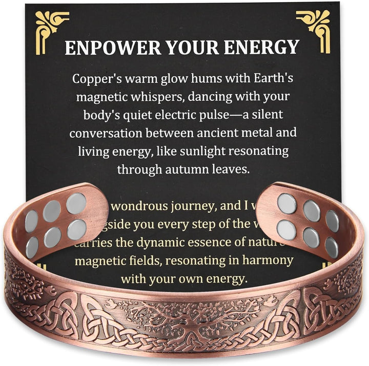 Copper Bracelet for Men, 18X Strength Magnetic Bracelet with 3800 Gauss Magnets, 99.99% Pure Solid Copper, Men'S Jewelry Gift