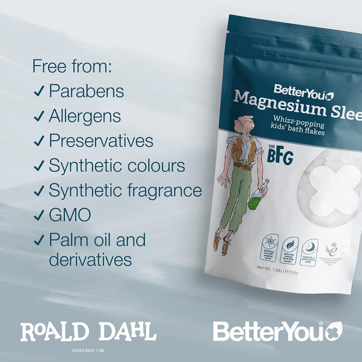 Magnesium Sleep Whizz-Popping Kids' Bath Flakes, Pure Zechstein Magnesium Chloride, Aids Relaxation before Bedtime, in Partnership with the Roald Dahl Story Company