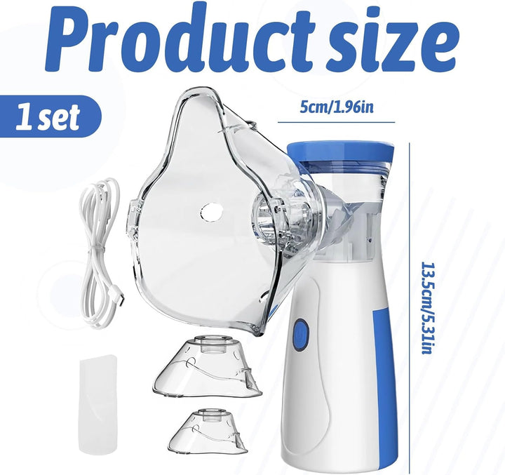 Portable Nebulizer Machine for Adults & Kids with 1 Big+1 Small Mask,Portable Nebulizer,Steam Inhaler,Nebuliser Machine for Adults,Silent Efficient Nebulizer,For Adults Kids Home Travel