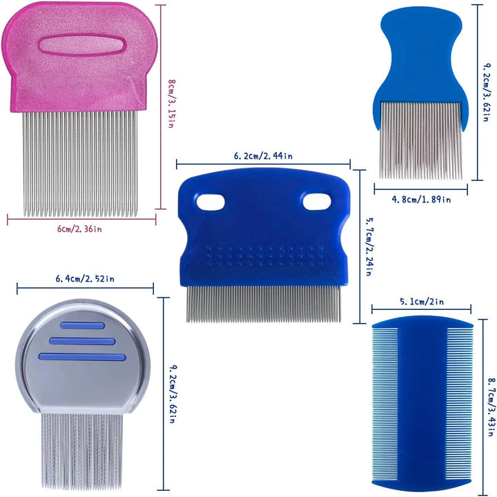 6Pcs Lice Comb,Double Sided Nit Comb for Head Lice Treatment[Including Long Thick Hair], Nit Free Comb for Kids Pets and Adults