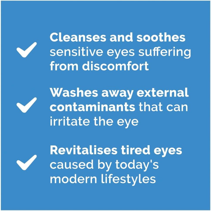 Multi-Action Eye Wash 300 Ml - Relieves Tired, Itchy, and Dry Eyes, Allergies - Soothes Irritations, Inflammations - Eyelid Cleanser for Uncomfortable Conditions