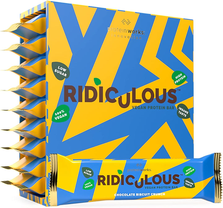 Ridiculous Vegan Protein Bar - Award Winning, Chocolate Caramelicious, 9 Bars, 100% Plant Based & Palm Oil Free, High Protein - Protein Works