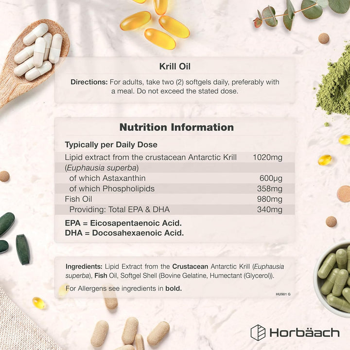 Antarctic Krill Oil Capsules 2000Mg | 120 Softgels | High Strength Blend with Fish Oil, Astaxanthin, Phospholipids, EPA and DHA | by