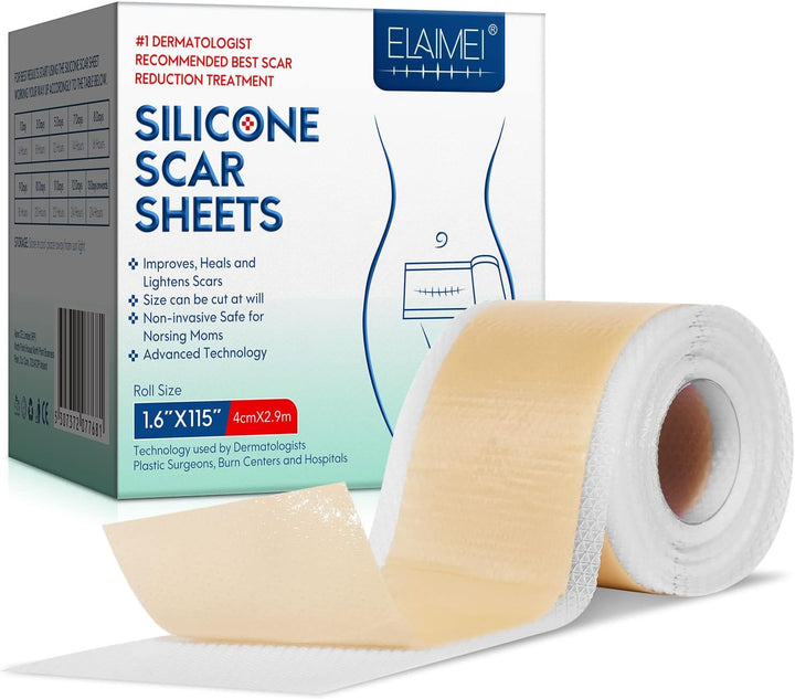 Silicone Scar Sheets, Silicone Scar Tape (1.6” X 120”Roll-3M), Scar Tape Roll Medical Silicone Easy-Tear Gel Tape Roll, Scar Removal Sheets Works on Old & New Scars, Scar Treatment Sheets