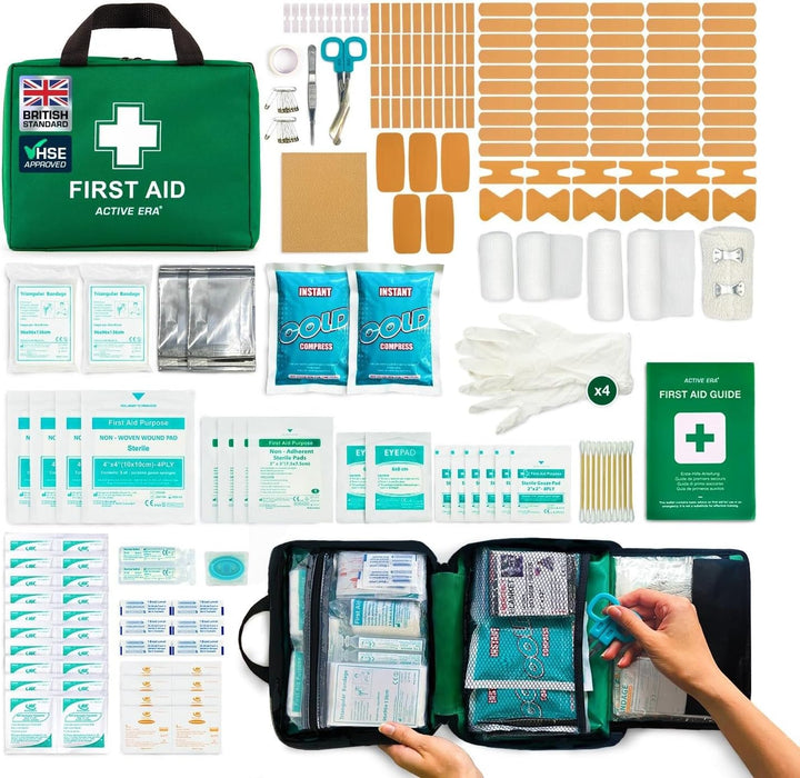 220 Piece Premium First Aid Kit Bag - Includes Eyewash, 2 X Cold (Ice) Packs and Emergency Blanket for Home, Office, Car, Caravan, Workplace, Travel and Sports