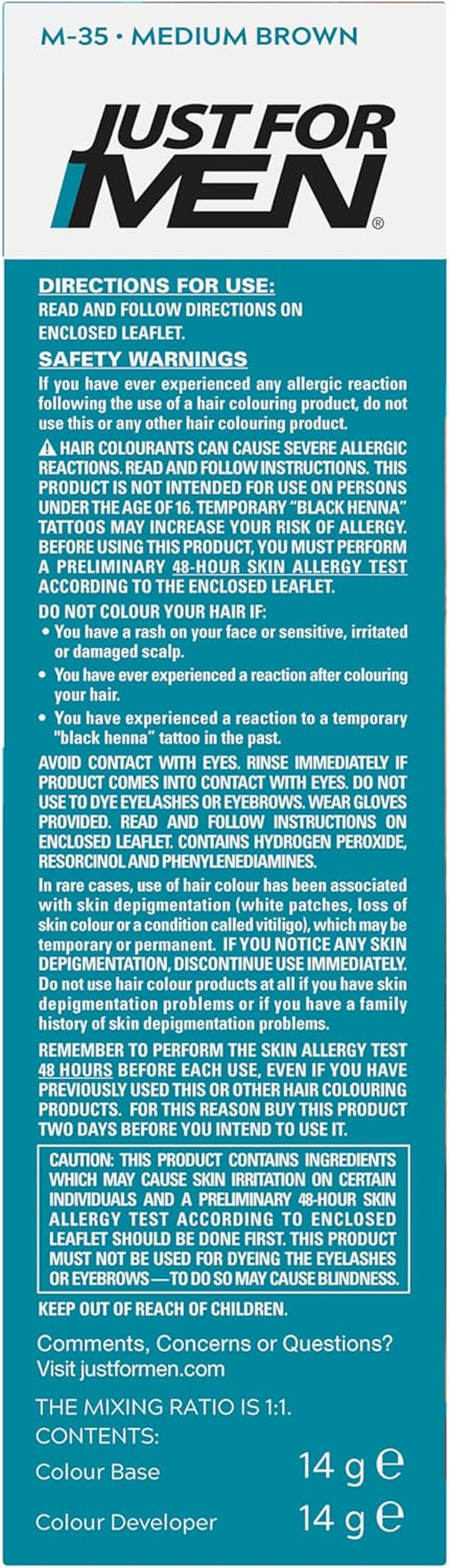 Moustache & Beard Medium Brown Dye, Eliminates Grey for a Thicker & Fuller Look � M35