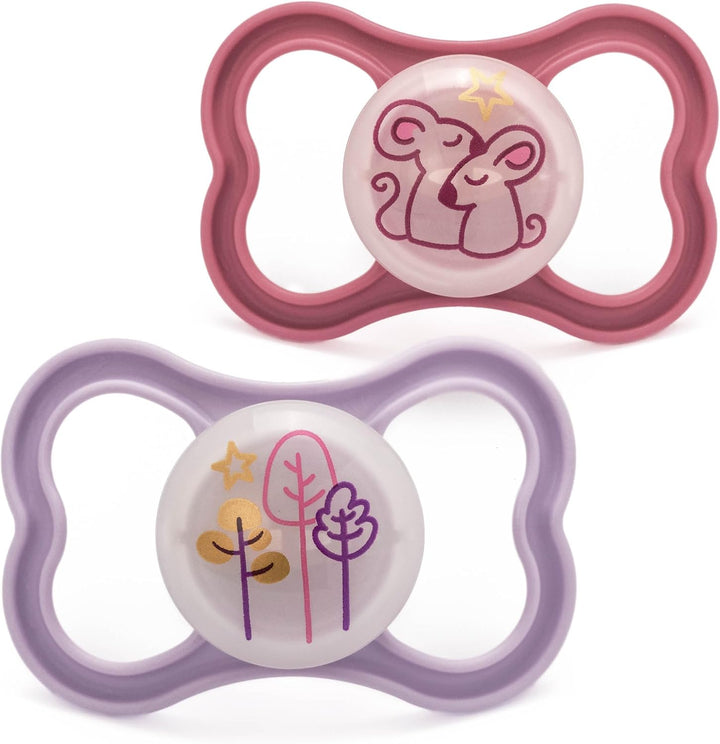 Latex Original Night Soothers | 0-6 Months | Glow in the Dark Dummies | Comes in Dummy Steriliser Case | Baby Accessories for Newborn | Green/Cream (Various Designs)