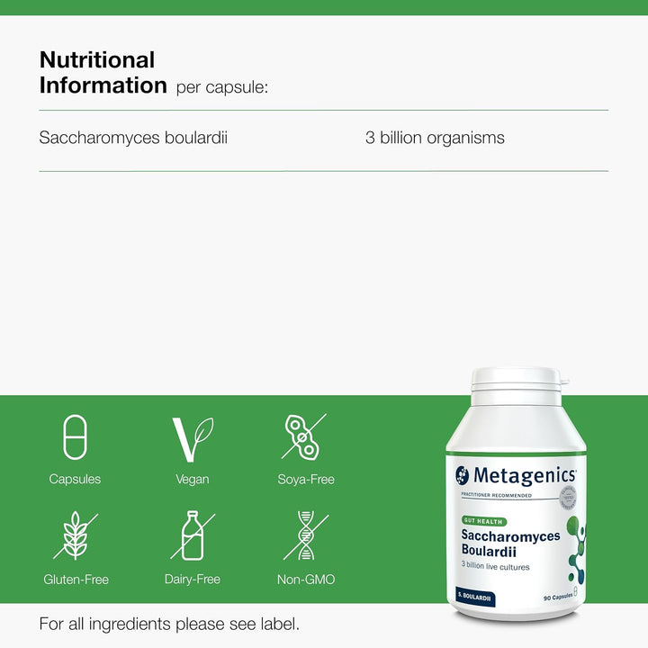 Saccharomyces Boulardii 3 Billion - Travel Gut Support Supplement - No Refrigeration Required - 90 Capsules