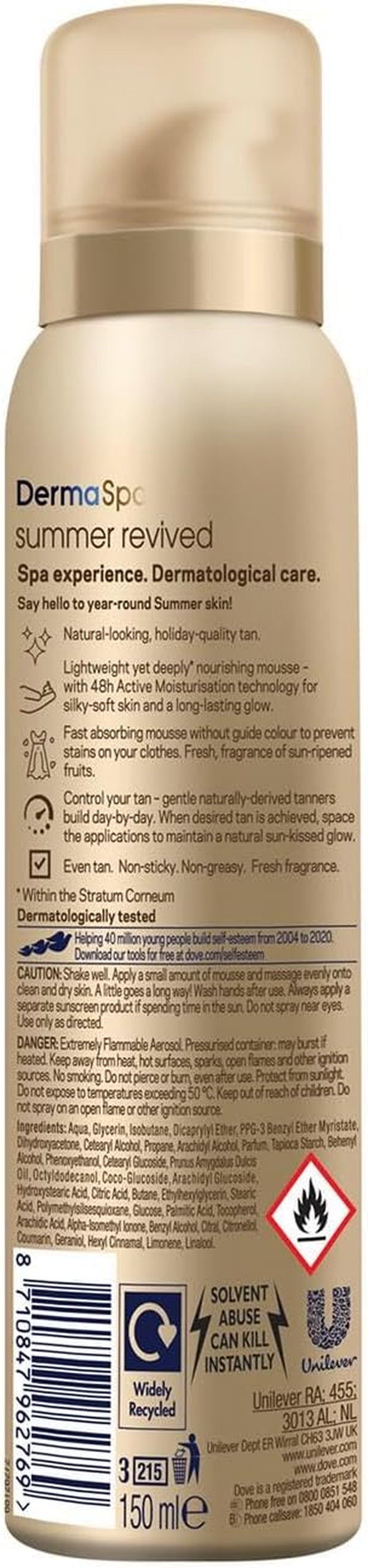 2 Pack of  Dermaspa Summer Revived 48 Hours Active Moisturisation Fair to Medium Body Mousse 150Ml