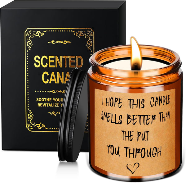 Scented Candles Gifts for Women, Mum, Her, Scented Candles Valentine Gifts, 200G Natural Soy Wax Glass Jar Candle, Funny Valentines Day Christmas Thanksgiving Gift for Mum(English Pear&Freesia)