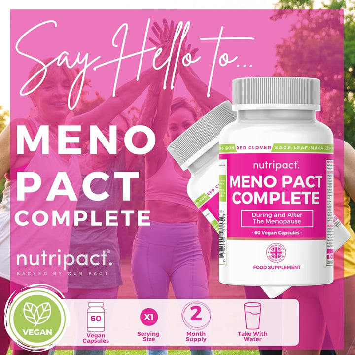 Perimenopause & Menopause Support Supplement – 17-In-1 Complex - Herbal Extracts, Vitamins & Minerals - Formulated by Women’S Health Experts - 60 Vegan Capsules – Meno Pact Complete - UK
