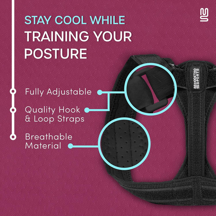 Back Brace Posture Corrector – Large, Upper Back Support Posture Brace for Men and Women - Unisex, Shoulder and Spine Support for Physical Therapy – Black