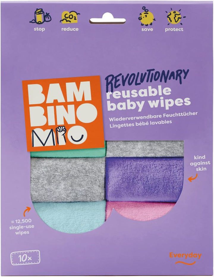 , Reusable Baby Wipes - Everyday Pro - Sustainable and Chemical-Free, Double-Sided Washable Wipes, Pack of 10, Snow - Packaging May Vary