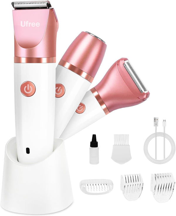 Lady Shavers for Women Pubic Hair, Bikini Trimmer Women Wet & Dry Use Groomer, Womens Electric Shavers Razors IPX7 Waterproof, Face Legs and Underarm Hair Shaver Cordless, Birthday Gifts, Gold
