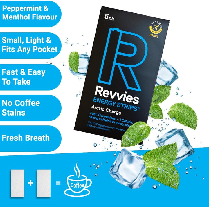 Energy Strips | Arctic Charge | 25 Strips | 40Mg Caffeine Strip | Energy Strips | Instant Boost | Suitable Pro Athletes | Easy on the Stomach | Vegan | Sugar-Free