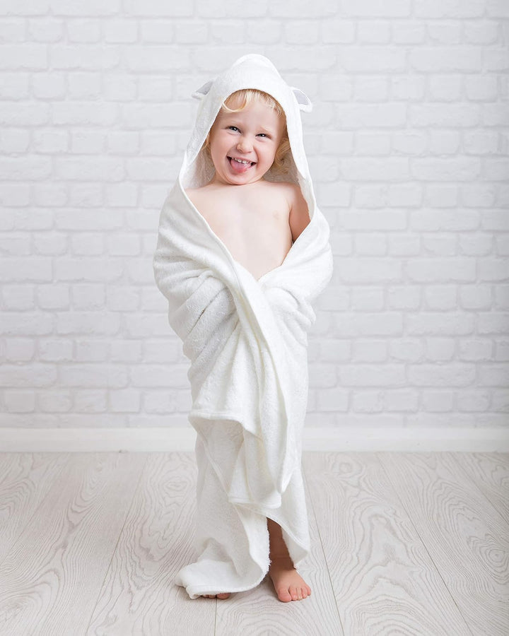 Luxury Hooded Towels for Kids Extra Large 90X90Cm, Newborn Baby Bath Towel or Older Kids Poncho Towel, Thick Soft Absorbent Bamboo, Gift Boxed for Baby Shower. British Seller