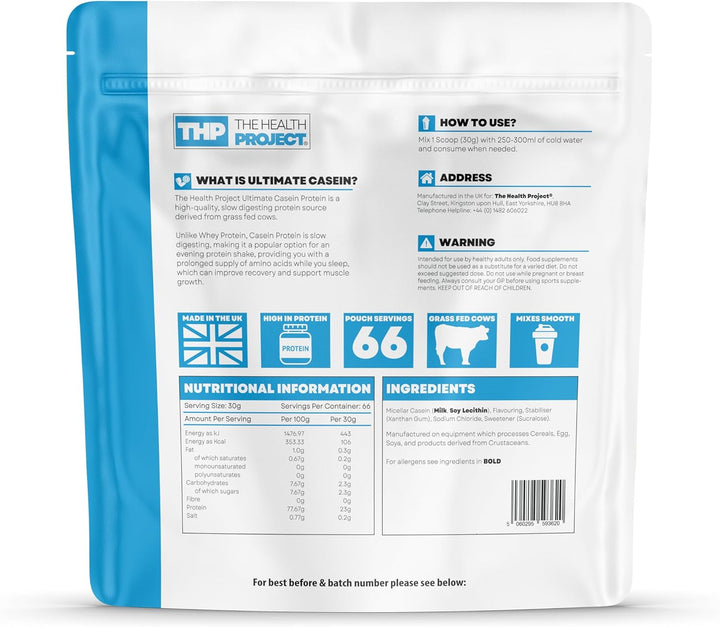 Ultimate Casein Protein - Health-Conscious Slow Digesting Supplement | over 23G Protein | Low Carbs, Low Fat 2Kg (Vanilla) Casein protein, Slow-digesting protein, Protein supplement, Protein powder, Muscle recovery protein, Fitness protein, High protein,