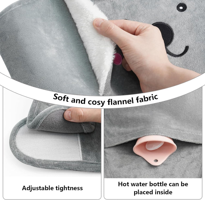 Hot Water Bottle Belt, Wearable Long Hot Water Bottle with Cover for Women, Portable Natural Rubber Hot Water Bag with Soft Flannel Cover for Neck, Period Pain, Shoulder, Waist Warm