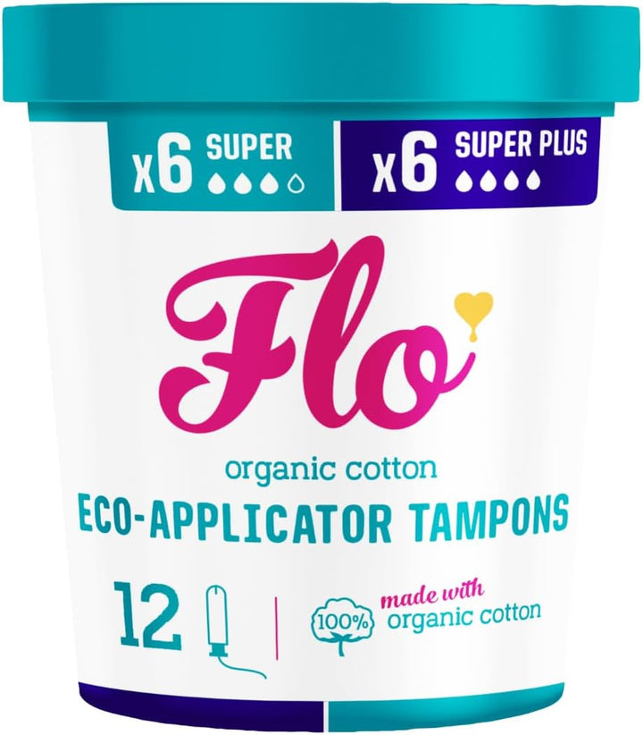 Applicator Tampons, Made from Organic Cotton, Biodegradable, Regular and Super Combo Pack, 14 Count
