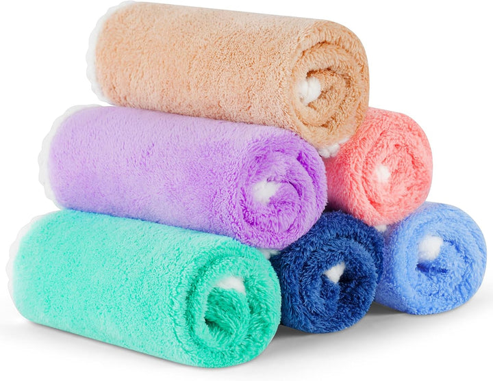 6 PCS Flannel Face Cloth, 30X30Cm Soft Face Flannels, Baby Flannels Wash Towels Quick Dry, Reusable Face Body Squares for Newborns and Infants