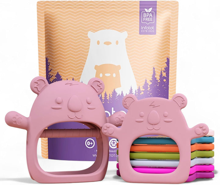 ® Teething Toys for Baby Gifts – Chipmunk Silicone Mitten Teether, Soothing Glove for Infants, Baby Toys 0-6 Months, Soft Chewable Teether Toy to Prevent Finger Sucking, CM Blue