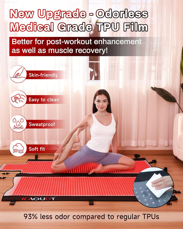 2025 Medical-Grade TPU Red Light Therapy Mat for Full Body Pain Relief, 73"X33" Dual Wavelength Infrared Red Light Blanket with 2570 Leds for Home Use