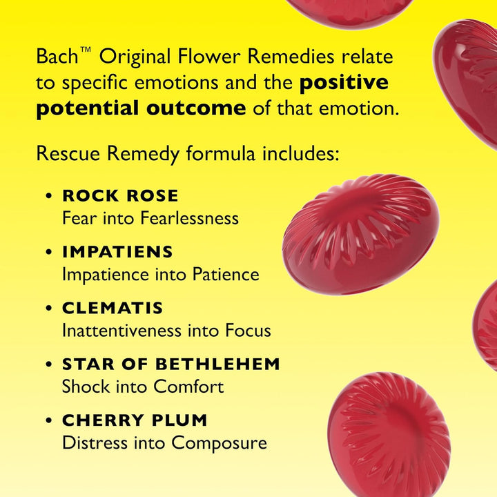 Remedy Pastilles | Blackcurrant Flavoured | Daily Support for Stressful Moments | Bach Original Flower Essences | Chewable Pastilles | 50G Travel Tin​