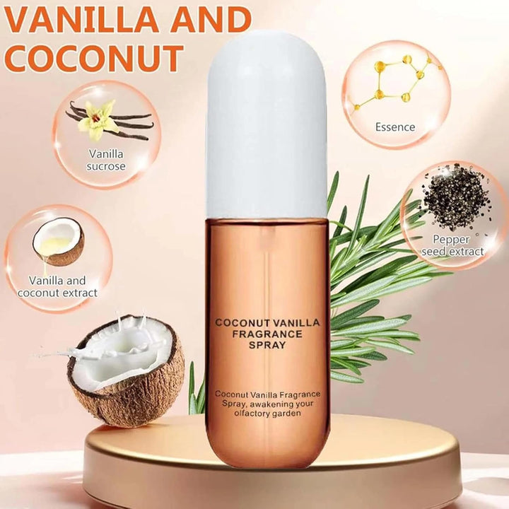 50Ml Coconut Vanilla Body Spray for Women - Long-Lasting Light Fragrance Mist for Hair and Skin Care