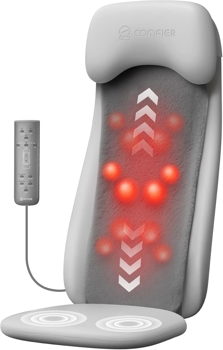 Shiatsu Back Massager with Heat, Deep Tissue Kneading Chair Massager with Vibration, 2D/3D Shiatu Massage Seat Cushion, Full Back Massage Chair Pad, Gifts for Him Her