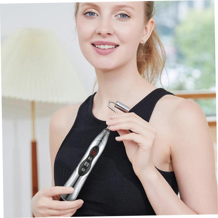 Hand Massager Electronic Acupuncture Pen 9 Gears USB Rechargeable Acupuncture Pen for Pain Relief Vibrating Pen with 5 Massage Heads for Pain Gone Relief