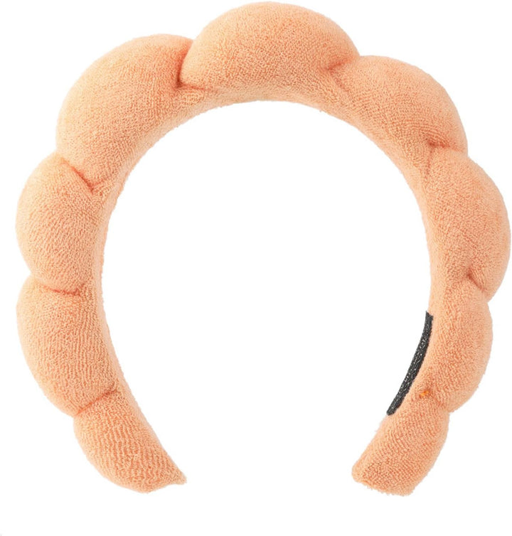 Puffy Makeup Headband Spa Headbands for Women Sponge & Terry Towel Cloth Fabric Cute Skincare Headband for Face Washing, Makeup Removal, Shower, Facial Mask (Pink)