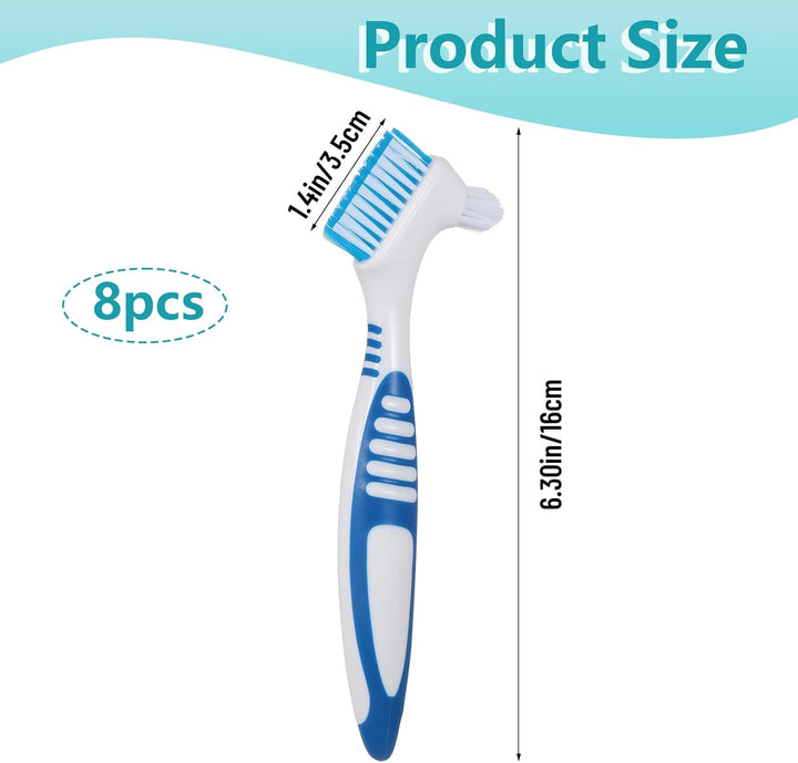 8Pcs Retainer Brush,Denture Brushes, Multi-Layer Bristles, Double-Sided Retainer Cleaning Brushes, for Dentures Care, Blue, Purple, Green, Orange