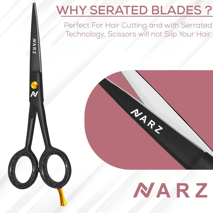 Professional Hairdressing Scissors for Barbers & Hairdressers 6" Stainless Steel Hair Cutting Scissors for Men & Women (Black)