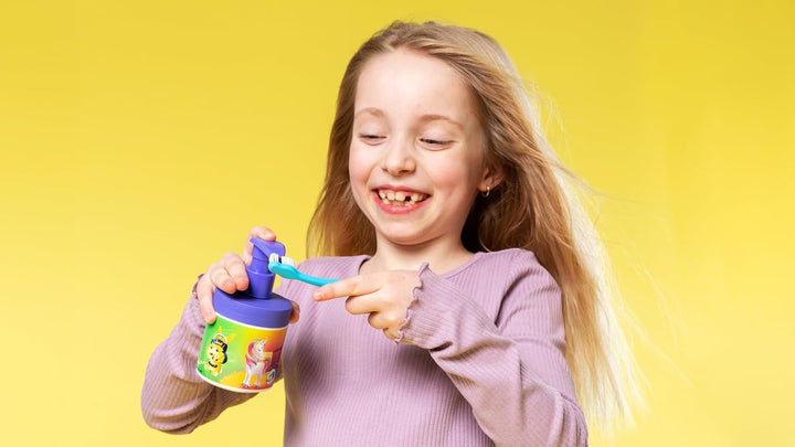 ® | Junior Toothpaste Pump | Toothpaste on a Pump Dispenser Equivalent to 3 Regular Tubes | Innovative and Convenient Solution Developed for Children | 6-12 Years | Grape | 1450Ppm | 150 Ml