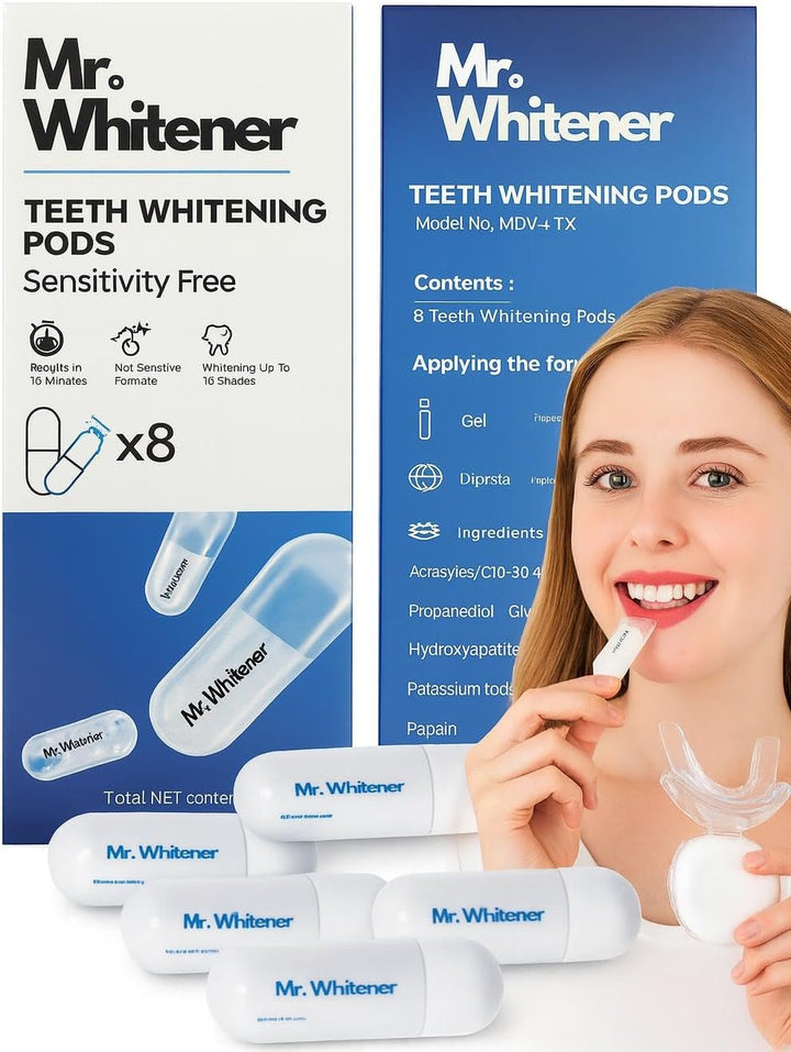 LED Teeth Whitening Kit, Dentists Recommended, Enamel Safe, Professional Pap Tooth Whitener for Sensitive Teeth, Professional 8 Refill Teeth Whitening Gel Pods 33.6Ml, Remove Teeth Stains