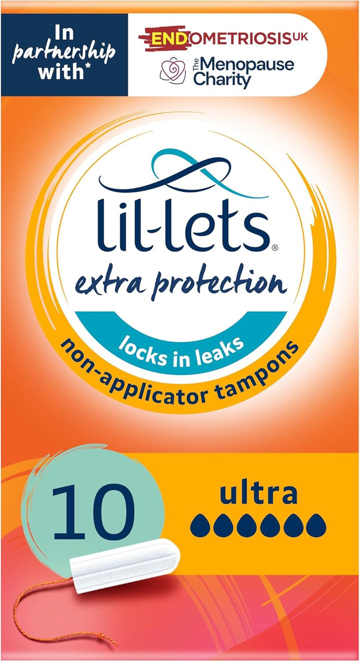 Non-Applicator Ultra Tampons, 10 Count (Pack of 1), for Extremely Heavy Flow, 6 Droplets, Plant-Based, Smartfit™ Non-App Tampon