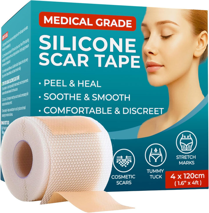 Medical Grade Silicone Scar Tape | 4Cm X 1.2M | Silicone Scar Sheets for after Surgery C Section Recovery, Wrinkles Removal, Face Treatment Gel Patches/Plasters