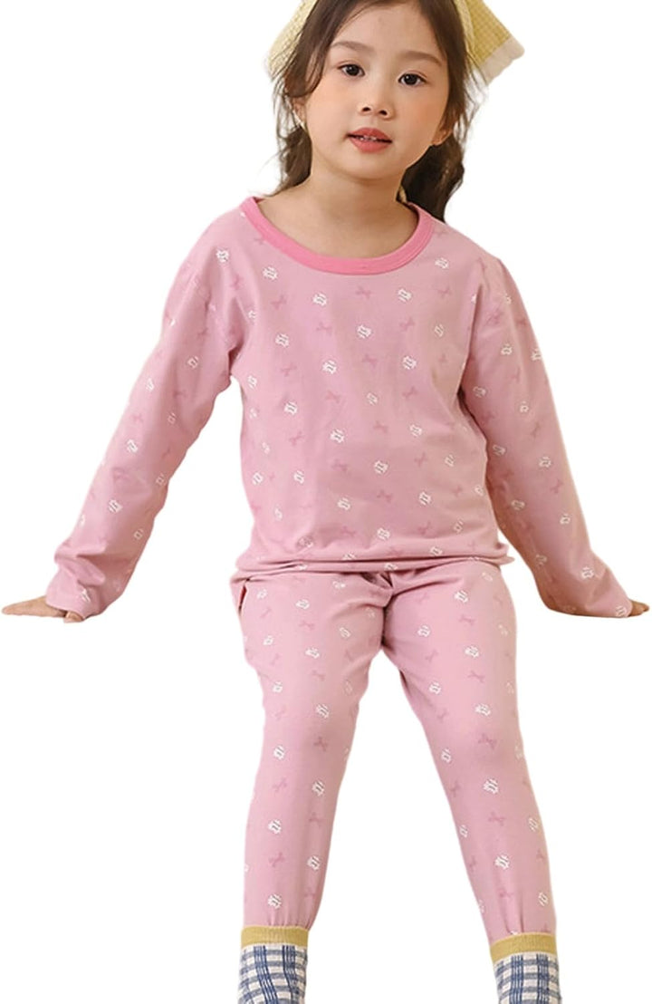 Soft and Cozy Girls Thermal Underwear Long Sleeve Top Pants Loungewear for Toddlers Kids